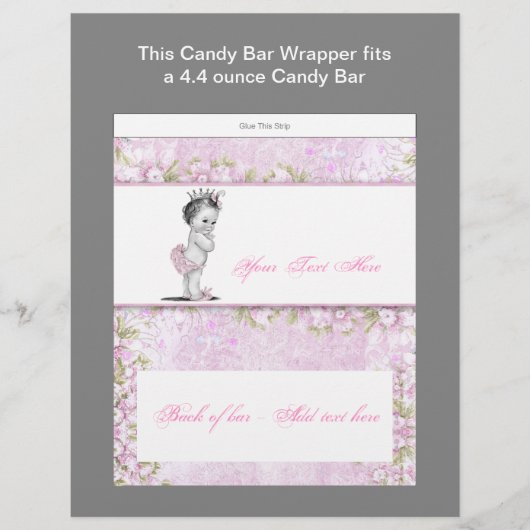 Roze prinses Baby shower Snoep Bar Wrapper Flyer (Voorkant)