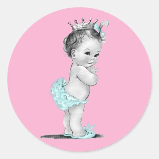 roze prinses Baby shower Stickers (Voorkant)