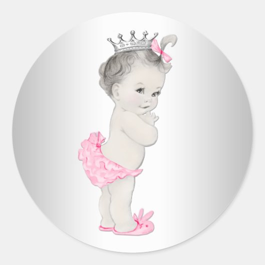 roze prinses Baby shower Stickers (Voorkant)