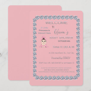 Roze Prinses Baby Shower Uitnodiging Elegante Bl