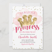 Roze Prinses Baby Shower Verjaardagsuitnodiging Kaart (Voorkant)