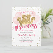 Roze Prinses Baby Shower Verjaardagsuitnodiging Kaart (Staand voorkant)
