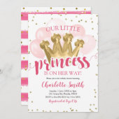 Roze Prinses Baby Shower Verjaardagsuitnodiging Kaart (Voorkant / Achterkant)