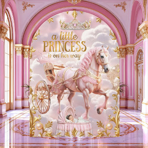 Roze prinses baby shower wandelwagen wieg kaart