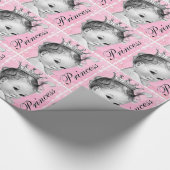Roze prinses babyshower inpakpapier (Hoek)