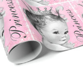 Roze prinses babyshower inpakpapier (Rol Hoek)