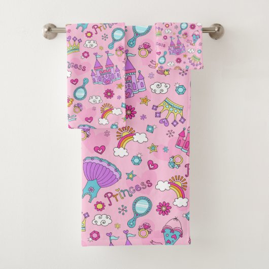 Roze prinses badhanddoekenset bad handdoek (Insitu)