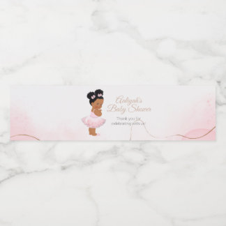 Roze prinses ballerina baby shower waterfles etiket