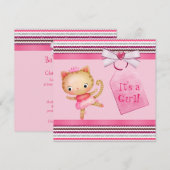 Roze prinses Ballerina Kitty Cat Baby shower Kaart (Voorkant / Achterkant)
