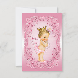 Roze  prinses bedankt Baby shower