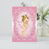 Roze  prinses bedankt Baby shower (Staand voorkant)