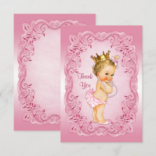 Roze  prinses bedankt Baby shower (Voorkant / Achterkant)