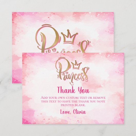 Roze prinses bedankt jullie kaarten (Voorkant / Achterkant)