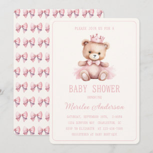 Roze Prinses Beer Baby Meisje Baby shower Kaart