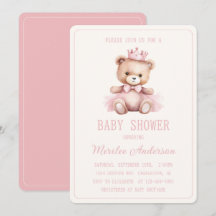 Roze Prinses Beer Baby Meisje Baby shower