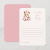 Roze Prinses Beer Baby shower Wensen voor Baby Informatiekaartje (Voorkant / Achterkant)