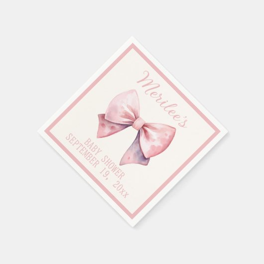 Roze Prinses Beer Bow Baby Meisje Baby shower Servet (Hoek)