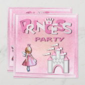 Roze prinses Birthday Party Cupcake & Castle Kaart (Voorkant / Achterkant)