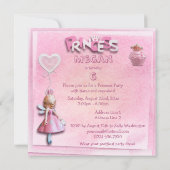 Roze prinses Birthday Party Cupcake & Castle Kaart (Achterkant)