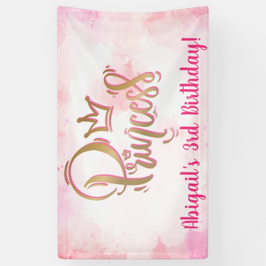 roze prinses Birthday Spandoek (Verticaal)