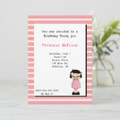 roze prinses Birthday Uitnodiging (Staand voorkant)