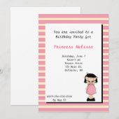 roze prinses Birthday Uitnodiging (Voorkant / Achterkant)