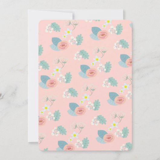 Roze Prinses Bloemen Cake Meisje Verjaardag Uitnod Kaart (Achterkant)