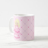 roze prinses blond meisje aangepaste Kinder Koffiemok (Voorkant links)