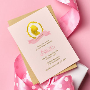 Roze Prinses Cameo Meisje Verjaardag Kaart