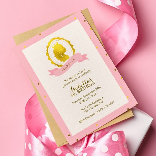 Roze Prinses Cameo Meisje Verjaardag Kaart