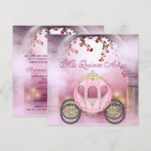 Roze prinses Carriage Enchanted Quinceanera Kaart (Voorkant / Achterkant)