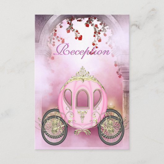 Roze prinses Carriage Enchanted Reception Card Informatiekaartje (Voorkant)