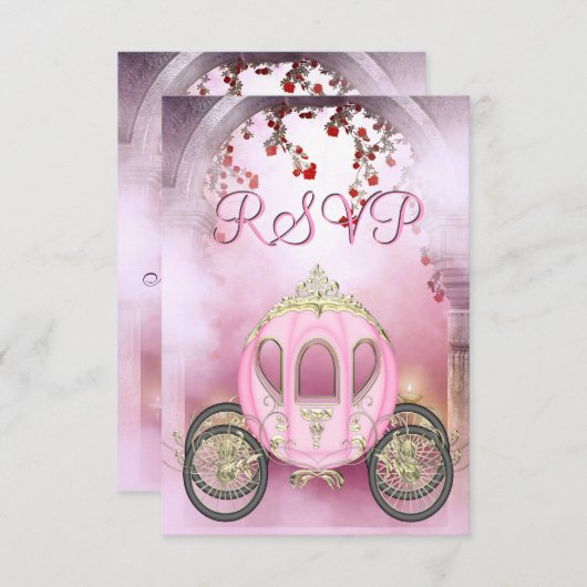 Roze prinses Carriage Enchanted RSVP (Voorkant / Achterkant)