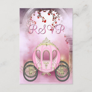 Roze prinses Carriage Enchanted RSVP Kaartje