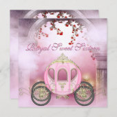 Roze prinses Carriage Enchanted Sweet 16 Kaart (Voorkant / Achterkant)