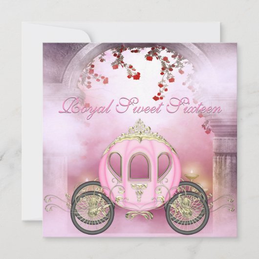 Roze prinses Carriage Enchanted Sweet 16 Kaart (Voorkant)