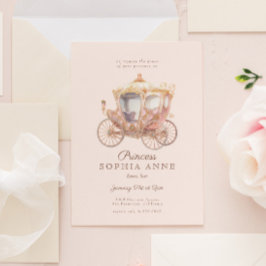 Roze Prinses Carriage Sprookje Verjaardagsfeest Kaart
