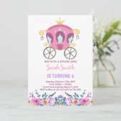 Roze Prinses Carriage Uitnodiging voor verjaardag (Staand voorkant)