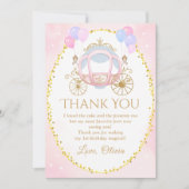 Roze Prinses Carriage Verjaardag Dank u kaart (Voorkant)