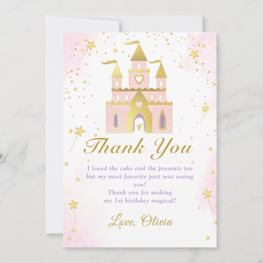 Roze Prinses Carriage Verjaardag Dank u kaart (Voorkant)