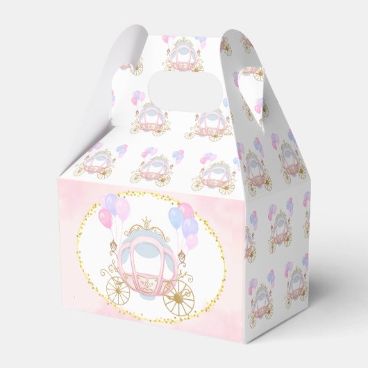 Roze Prinses Carriage Verjaardagsfeestje Favor Box Bedankdoosjes (Voorkant Zijde)