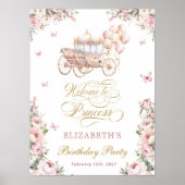 Roze Prinses Carriage Verjaardagsfeestje Welkom Poster (Voorkant)