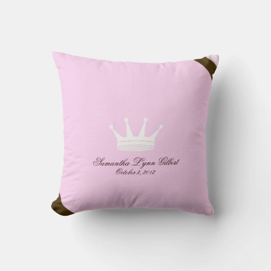 Roze prinses Crown Custom Baby Pillow Kussen (Voorkant)