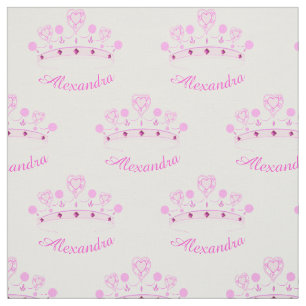 Roze prinses Crown Custom Name Stof