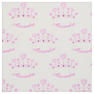 Roze prinses Crown Custom Name Stof