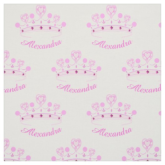Roze prinses Crown Custom Name Stof (Swatch)