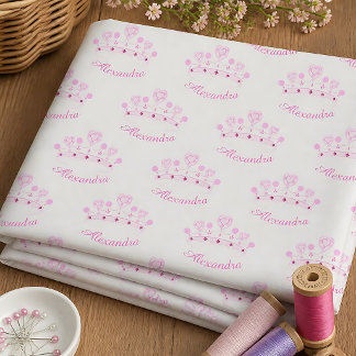 Roze prinses Crown Custom Name Stof