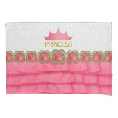 Roze prinses Crown met ruffle Print Kussensloop (Voorkant)