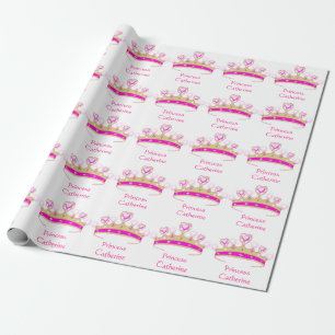  roze prinses Crown Optionele douanenaam Cadeaupapier