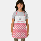 Roze prinses Crown Pattern & Name Schort (Insitu)